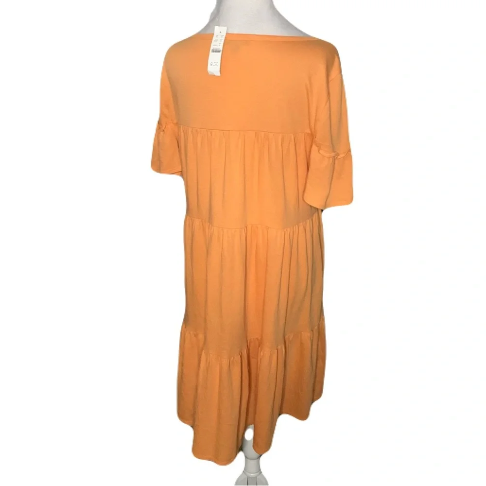 NWT J. Crew Women’s Medium Orange Tie-Neck Short Sleeve Summer Tiered Mini Dress